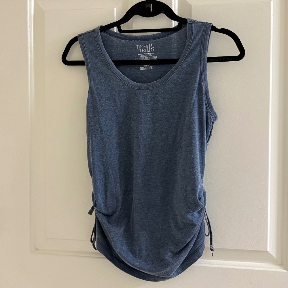 Time and Tru Blue Side-Ruched Tank Top | Women’s Small
